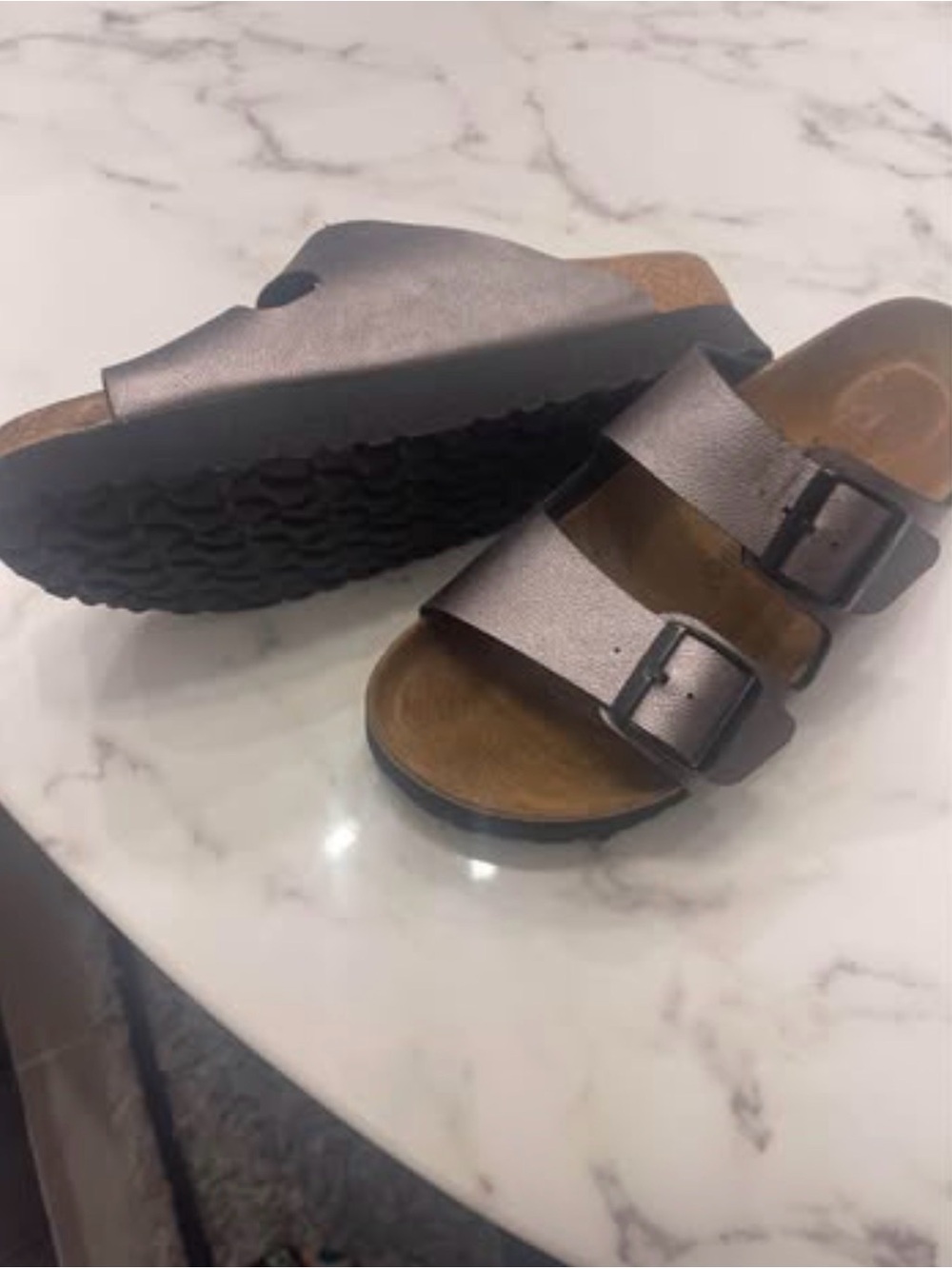 Two-strap Black Slide Sandals - Picture 3 of 4